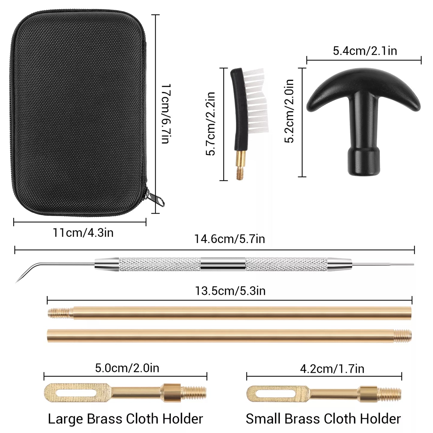 Gun Cleaning Kit for .22/.357/.38/9mm/.40/.45 Cal